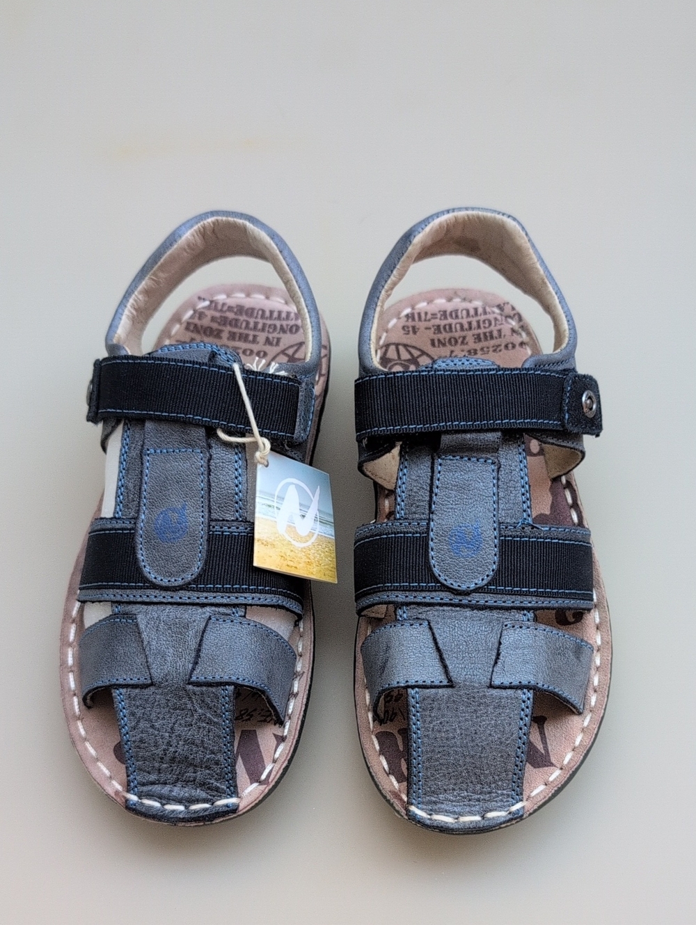 Naturino Boys Blue Leather Sandals with Adjustable Straps